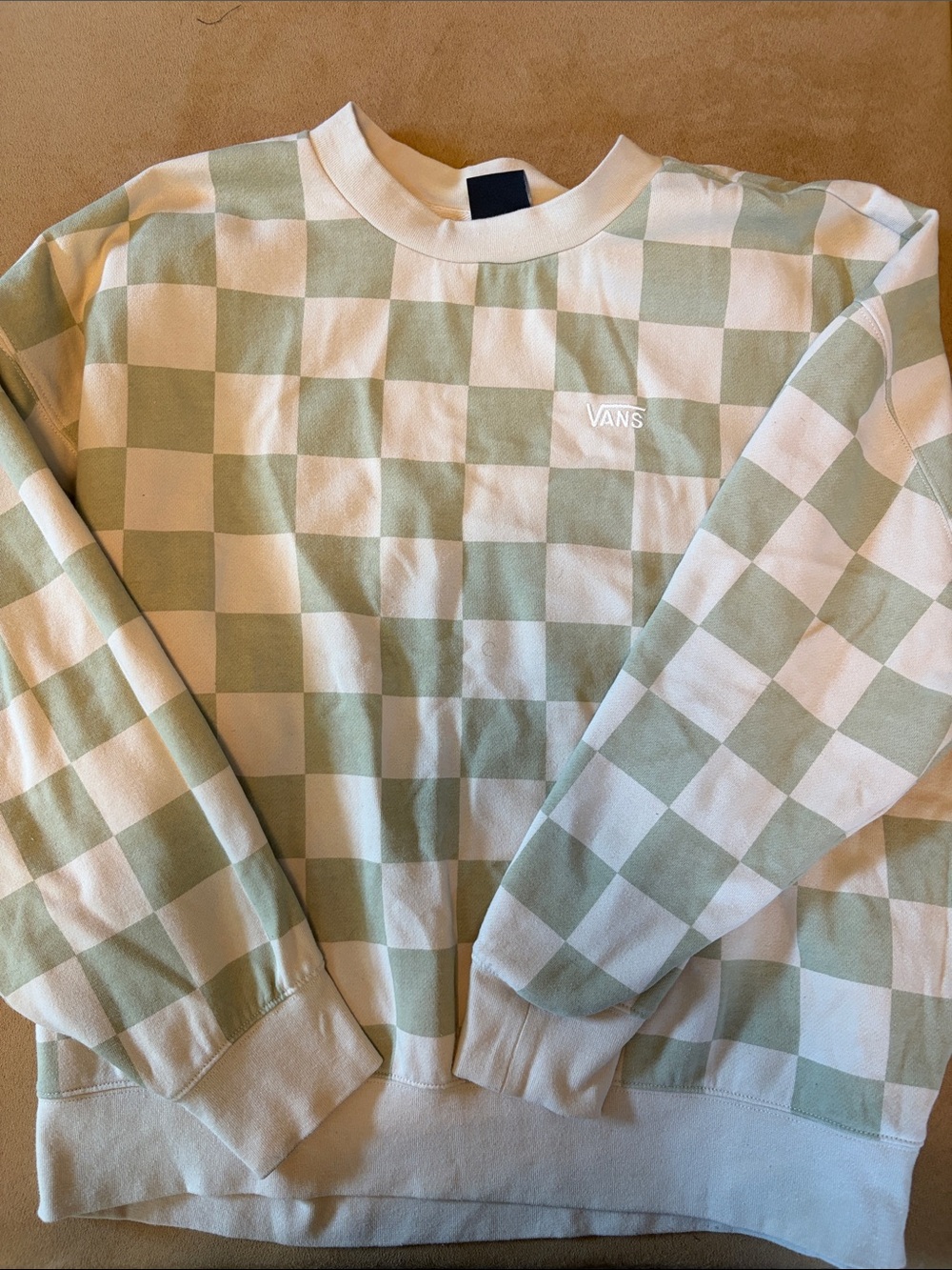 Vans Sage & White Checkerboard Crewneck Sweatshirt